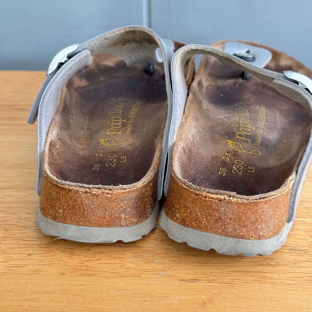 Papillio Birkenstock Gizeh Silver Metallic Thong Sandal EU 36 US 5.5 Womens - Picture 8 of 9
